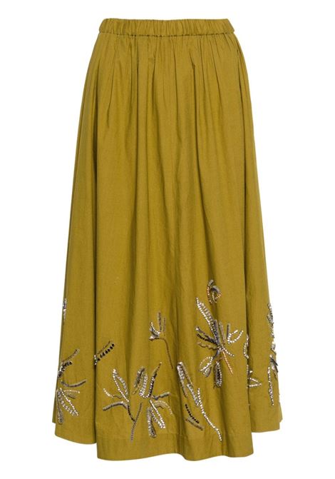 Yellow rhinestone-embellished maxi skirt Forte forte - women